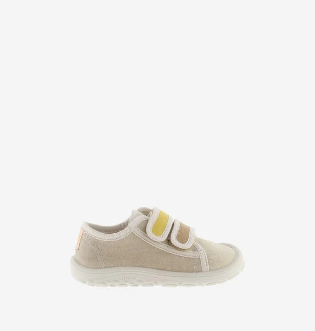 Victoria Barefoot - Bosco Canvas Sneakers with Beige Multicolor Straps