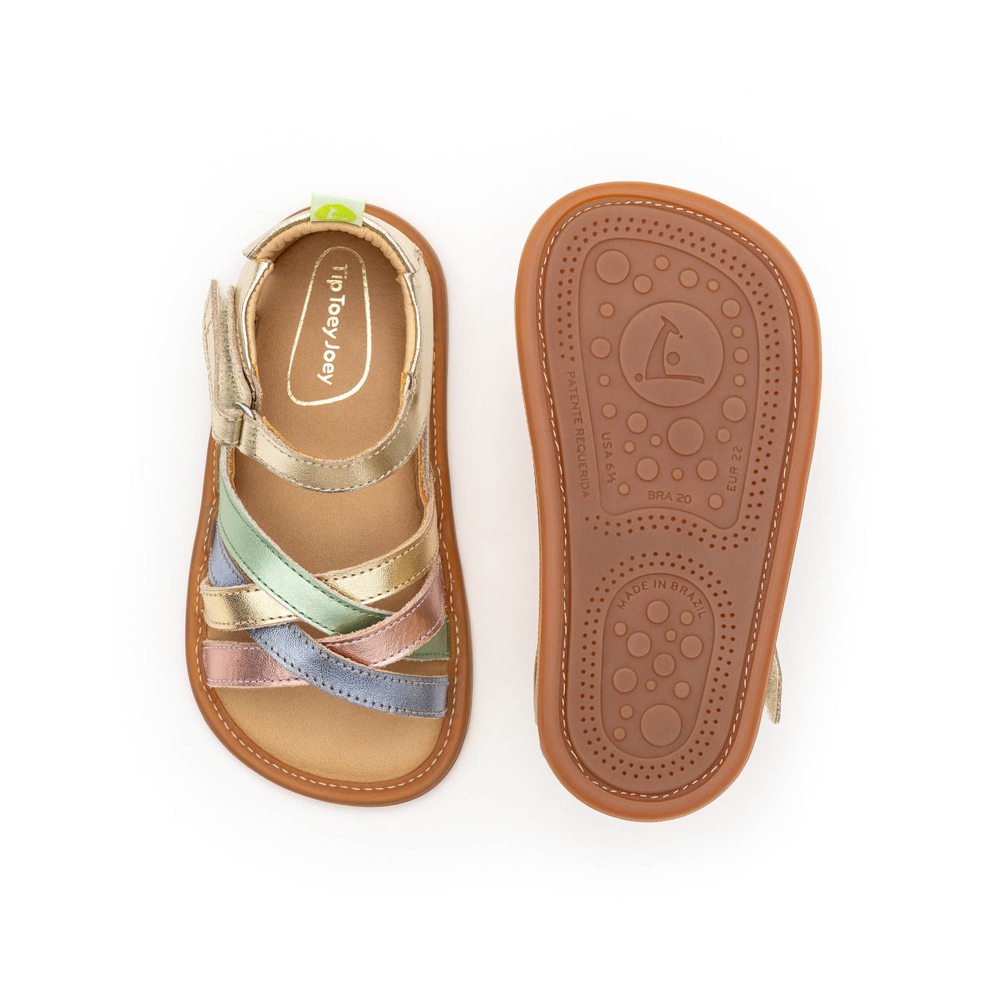 Tip Toey Joey - CRISS CROSS 1-3 anos Champagne/ Metal Blue / Metal Green