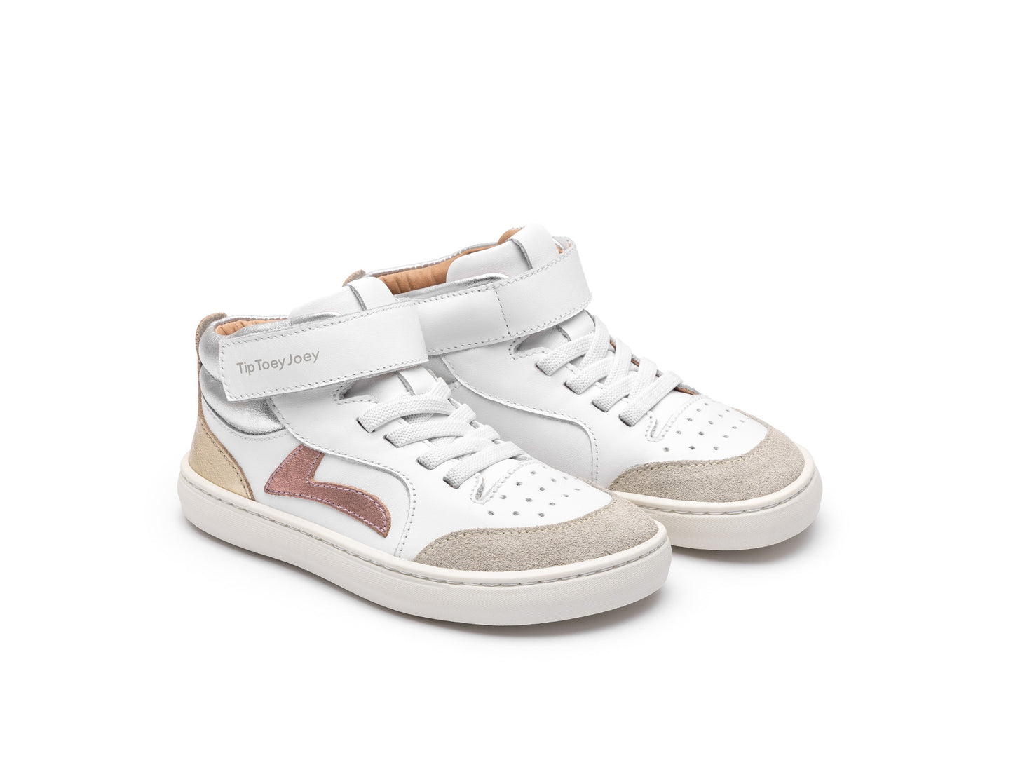Tip: Toey Joey Landy High Top, white/rose gold/sterling silver, sizes 25-34