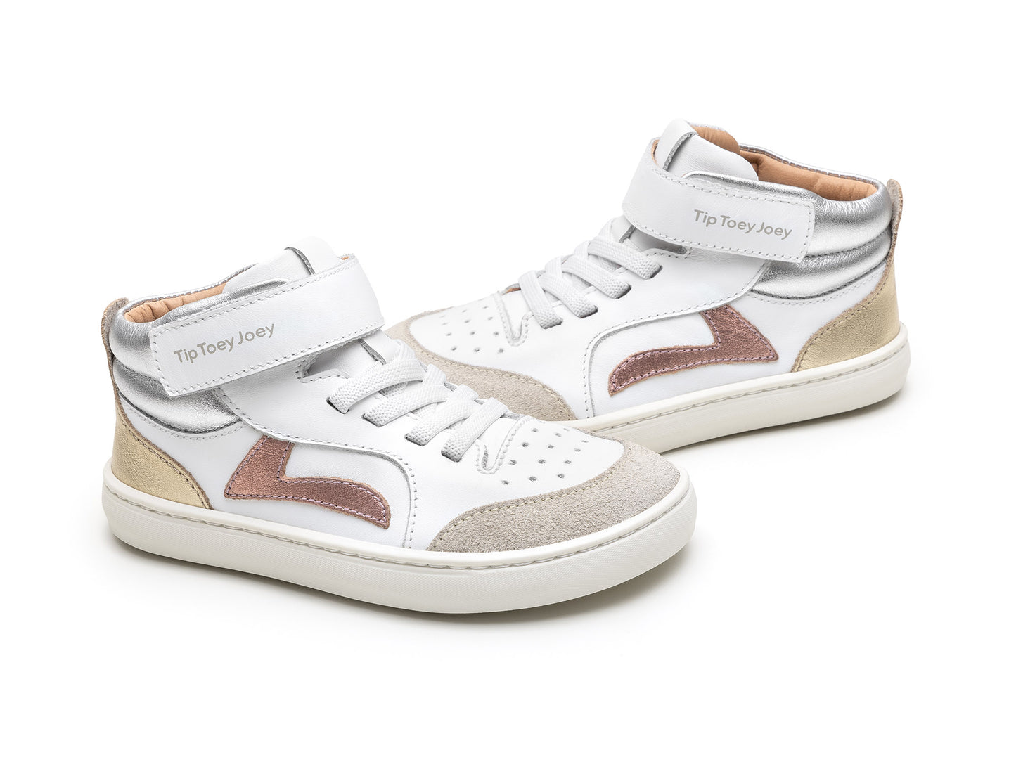 Tip: Toey Joey Landy High Top, white/rose gold/sterling silver, sizes 25-34